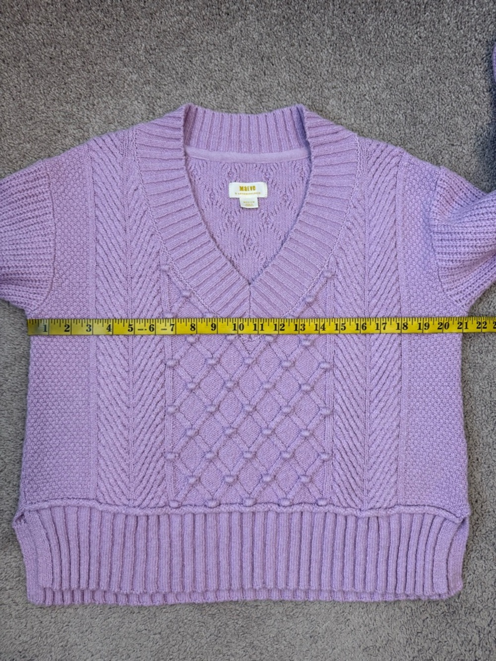 Anthropologie Maeve Tillie V-Neck‎ Pullover Sweater Lilac M - Picture 6 of 7